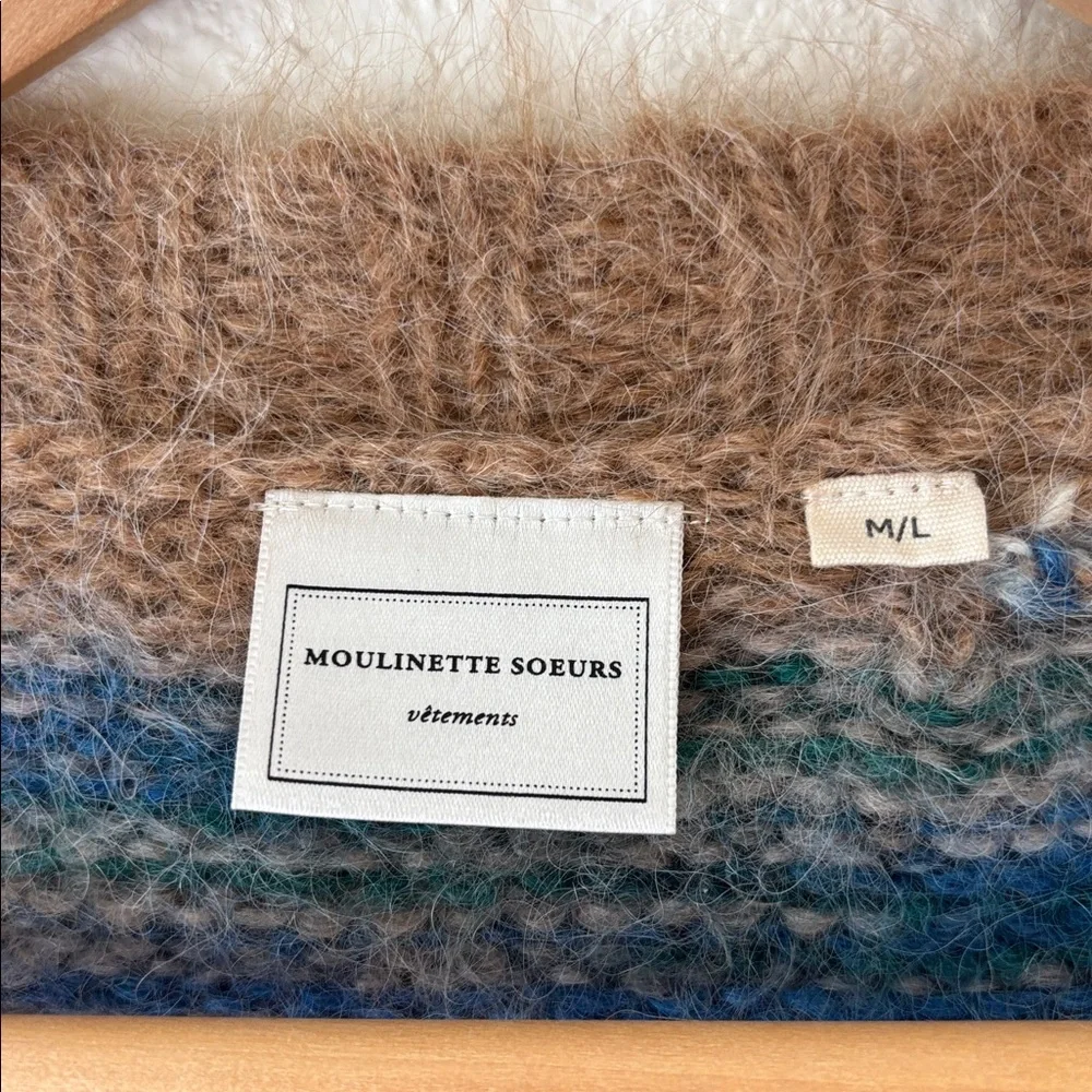 Anthropologie Moulinette Soeurs Colorful Zigzag Alpaca/Wool Cardigan Size M/L - Picture 4 of 10